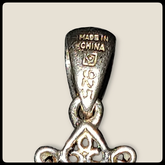 Sterling Silver and Blue Cross Pendant - Picture 6 of 6